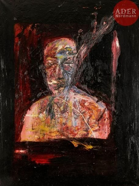 RENÉ (XXe siècle)
Homme en buste, 1989
Huile sur toile.
Signée et datée au dos.
130 x 97 cm