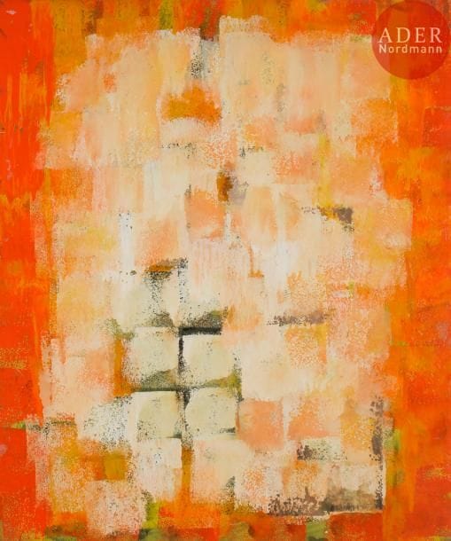 Jean-Marie CALMETTES (1918-2007)
Fenêtre rouge, 1988
Huile sur carton.
Signée, datée et titrée au dos.
55 x 46 cm