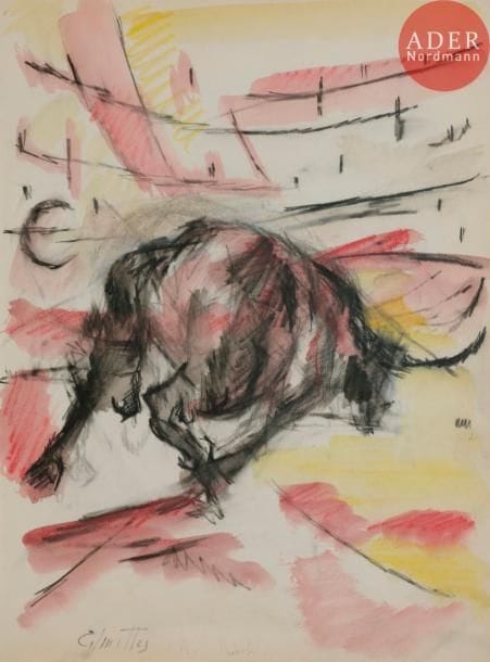 Jean-Marie CALMETTES (1918-2007)
La Corrida
Fusain et aquarelle.
Signé en bas à gauche.
32 x 24 cm