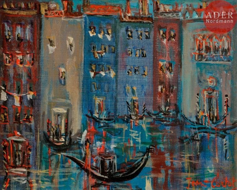 Jean CORTOT (né en 1925)
Venise, 1949
Huile sur toile.
Signée, datée, titrée et dédicacée au dos.
22 x 27 cm