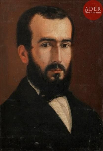 École FRANÇAISE du XIXe siècle 
Portrait d’homme 
Toile
46 x 33,5 cm
Restaurations anciennes et petits enfoncements