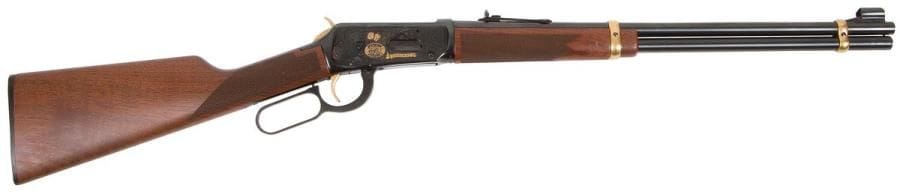 Carabine Winchester modèle 94 XTR « Mississipi River Gambler Natchez - 1 of 40 », calibre 30-30 Win.
Canon de 49 cm (20’’). Finition gravée, bronzée et dorée à décor joueurs et de vapeurs. Crosse en noyer. 
Longueur : 96 cm 
Catégorie C à déclarer. 
Exemplaire n°7 sur 40.
N°4948374 »