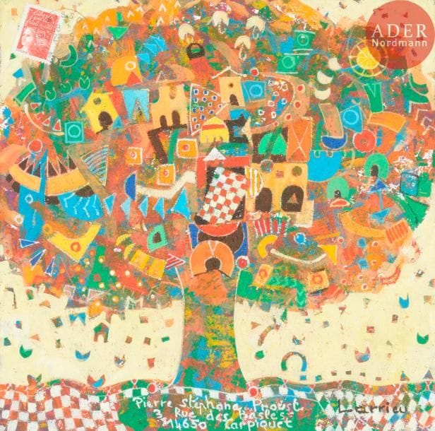 Jean-François LARRIEU (né en 1960)
Arbre
Huile sur enveloppe.
Signée, adressée.
21 x 21 cm
- Bibliographie : 
Psp1, p. 137