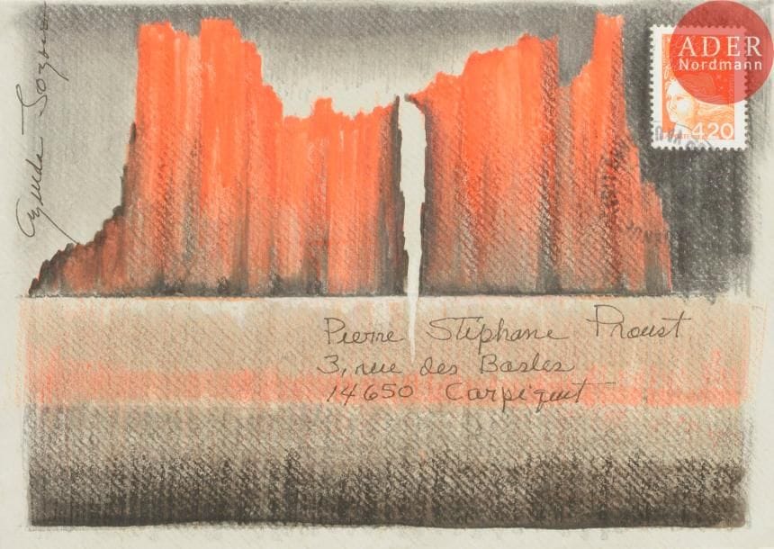 Agueda LOZANO (né en 1944)
Falaises
2 crayons et pastels sur enveloppes.
Signées, adressées.
Joint: carte autographe signée.
11.5 x 16.5 cm