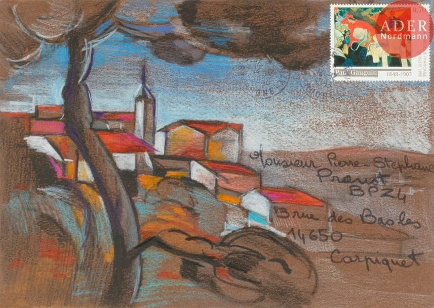 Alain CHEVAL
Village, Nu
2 pastels sur enveloppes.
Adressées, l'une signée.
16 x 23 cm