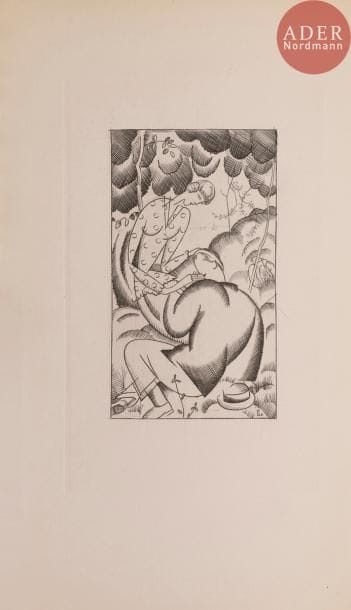 [LABOUREUR (Jean-Émile)] - ALLARD (Roger).
L’Appartement des jeunes filles.
Paris : Camille Bloch, 1919. — In-8, 195 x 115 : 70 pp., (3 ff.), couverture imprimée. Broché, couverture rempliée.

Sylvain Laboureur, Catalogue complet de l’œuvre de Jean-Émile Laboureur, II, pp. 29 à 32, n° 185.
Édition originale illustrée de 10 compositions à pleine page dessinées et gravées au burin par Jean-Émile LABOUREUR (1877-1943).
C’est cet ouvrage qui inaugure la production d’après-guerre de l’artiste.
Tirage à 580 exemplaires ; celui-ci est l’un des 500 sur papier rose, vergé, à la forme.
Dos éclairci, quelques déchirures à la couverture. Parfait état intérieur.