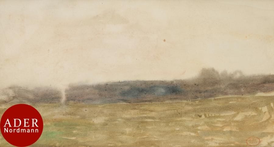 Paul HUET (1803-1869)
Paysage
Aquarelle.
Porte le timbre de la vente de l’atelier en bas à droite (Lugt 1268).
13,5 x 25 cm