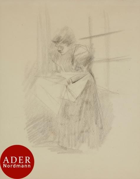 Jean-Louis FORAIN (1852-1931)
Femme au tablier
Fusain.
Non signé.
25 x 20,5 cm

Nous remercions Madame Valdès-Forain d’avoir confirmé l’authenticité de cette œuvre sur photo.
