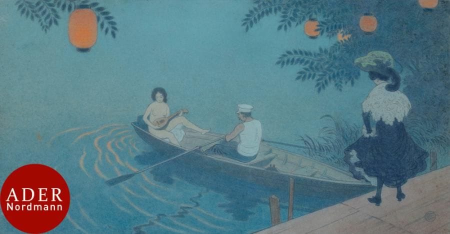 Fernand FAU (1858-1917)
Nuit d’été
Aquarelle.
Signée en bas à droite.
24 x 45 cm