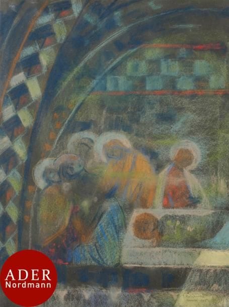 Julius C. ROLSHOVEN (1858-1930)
Détail d’une fresque de la basilique Saint-François à Assise, 1905
Pastel.
Signé, daté et titré en bas à droite.
61 x 46,5 cm