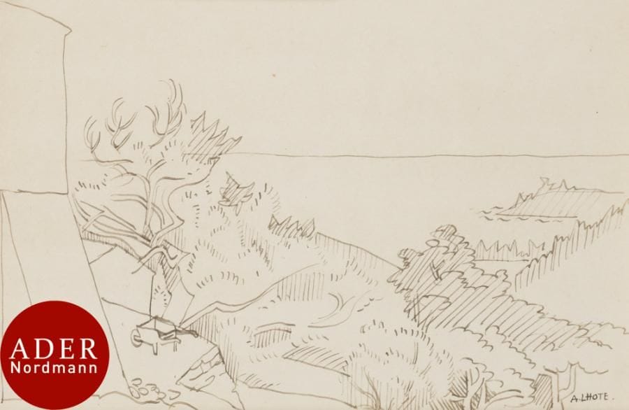 André LHOTE (1885-1962)
Jardin en bord de mer
Encre.
Signée en bas à droite.
17 x 26 cm

Provenance : 
Vente Calmels, Hôtel Drouot, 24 mars 1996, n° 15.

Nous remercions Madame Berman-Martin d’avoir confirmé l’authenticité de cette œuvre.