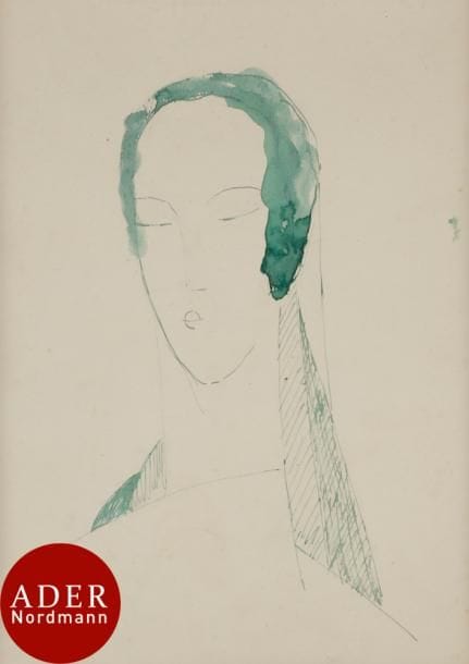 Jean CROTTI (1878-1958)
Buste de femme, vers 1920
Encre verte.
Signée en bas à gauche.
26,5 x 19 cm
