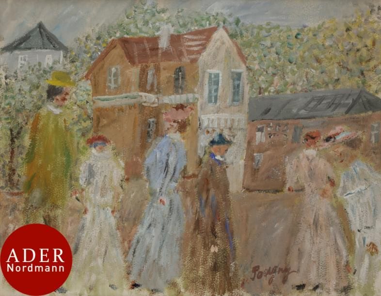 Jean PunI, dit POUGNY
(1892-1956)
La Famille au village
Gouache.
Signée en bas à droite.
45 x 58 cm