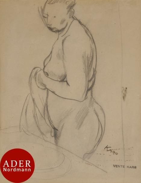 Jiri Karpeles, dit Georges KARS (1882-1945)
Femme à sa toilette
Crayon noir.
Signé à l’encre en bas à droite.
Porte le timbre de la vente de l’atelier.
21 x 17 cm