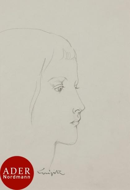 Léonard Tsuguharu FOUJITA (1886-1968)
Profil de fillette
Mine de plomb sur calque.
Signée au stylo-bille en pied au centre.
20 x 14 cm