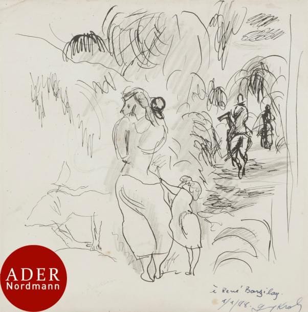 Julius PinCas, dit Jules PASCIN (1885-1930)
La Promenade
Encre et crayon.
Porte le timbre de la signature en bas vers la gauche.
Offert par Guy Krohg en 1988 (annotation manuscrite en bas à droite).
21 x 20,5 cm

Nous remercions le comité Pascin d’avoir confirmé l’authenticité de cette œuvre.
