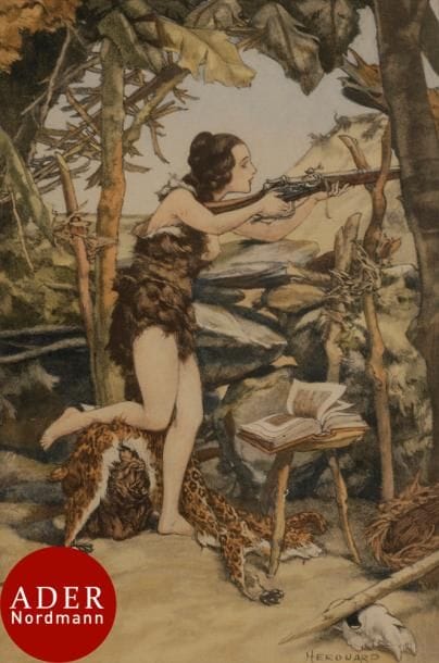 Chéri HÉROUARD (1881-1951)
Diane à la peau de panthère
Encre et aquarelle.
Signée en bas à droite.
(Petite déchirure).
19 x 13,5 cm
