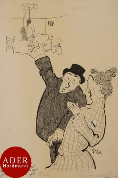 Paul IRIBE (1883-1935)
Ces bons docteurs
Encre et crayon noir.
Signé en bas à droite.
Légendé en bas à gauche.
46 x 30,5 cm