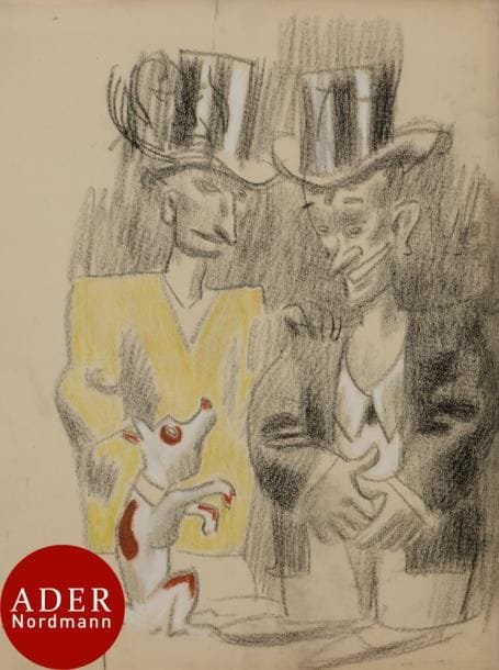André FOY (1886/92-1953)
Hommes au chien - Femme dominatrice
2 dessins au fusain et pastel gras.
Signés.
Environ 31 x 40 cm chaque