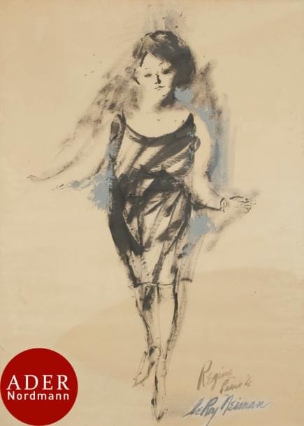 LeRoy NEIMAN (1921-2012)
Régine, 1962
Huile et gouache sur papier.
Signée, datée et titrée en bas à droite.
100 x 70 cm