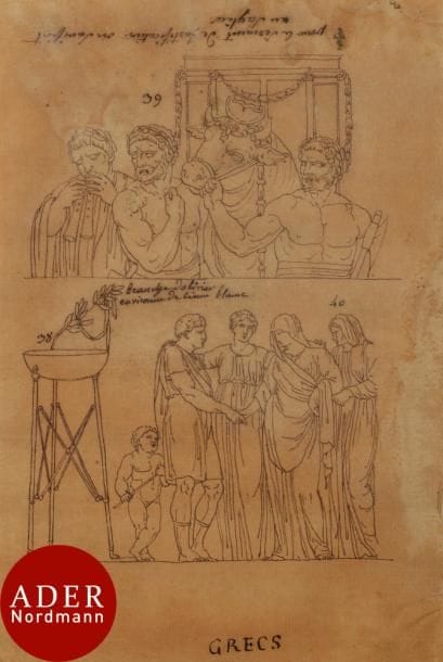 ÉCOLE NÉOCLASSIQUE
Album de relevés antiques
(En l’état).
36 x 24 cm