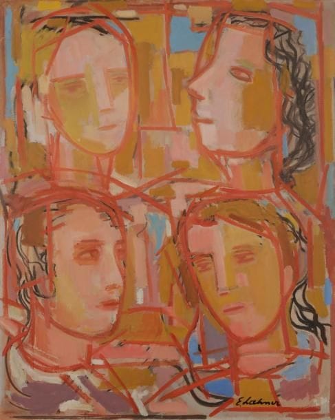 Émile LAHNER (1893-1980)
Quatre portraits, 1929
Huile sur toile.
Signée en bas à droite.
Datée au dos.
100 x 81 cm
