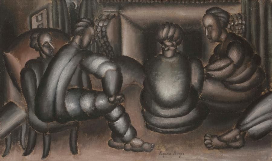 Suzanne ROGER (1899-1986)
Au coin du feu, 1924
Huile sur toile.
Signée en bas vers la droite.
33 x 55 cm

Provenance : 
Galerie Louise Leiris, Paris, n°8435 (étiquette au dos).