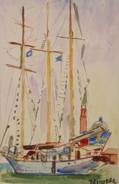 François DESNOYER (1894-1972)
Voiliers à Venise
Aquarelle.
Signée en bas à droite.
42 x 26 cm

Cette œuvre sera incluse dans le Catalogue Raisonné actuellement en préparation par Monsieur Jean-Pierre Joubert.