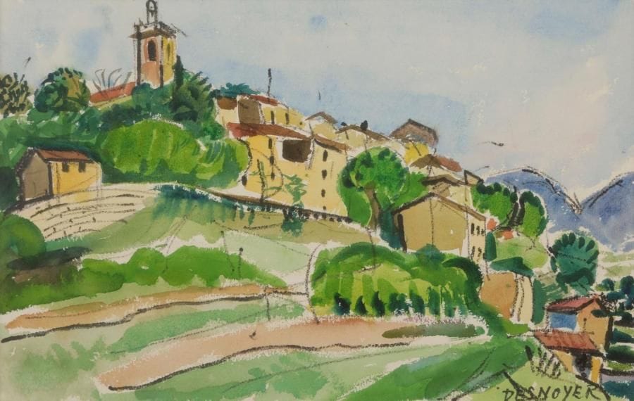 François DESNOYER (1894-1972)
Bagnols-en-Forêt
Aquarelle et fusain.
Signée en bas à droite.
24 x 39 cm

Cette œuvre sera incluse dans le Catalogue Raisonné actuellement en préparation par Monsieur Jean-Pierre Joubert.