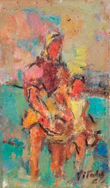 Macario VITALIS (1898-1990)
Femme et enfant, 1966
Huile sur toile.
Signée et datée en bas à droite.
Signée et datée au dos.
14 x 8 cm

L’œuvre sera incluse au Catalogue Raisonné de Macario Vitalis actuellement en préparation par Christine Thorailler, Ophelia Tequi et Claude Tayag.