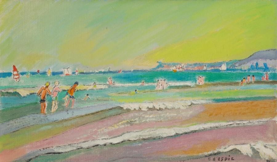Christian D’ESPIC (1901-1978)
Le Bain
Huile sur toile.
Signée en bas à droite.
Signée et titrée au dos.
24 x 41 cm