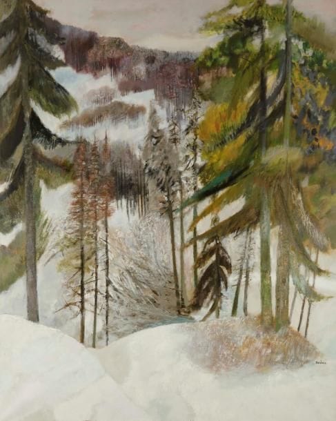 Guy BARDONE (1927-2015)
Soir de neige, Col de la Faucille
Huile sur toile.
Signée en bas à droite.
(Manques à la base).
162 x 130 cm