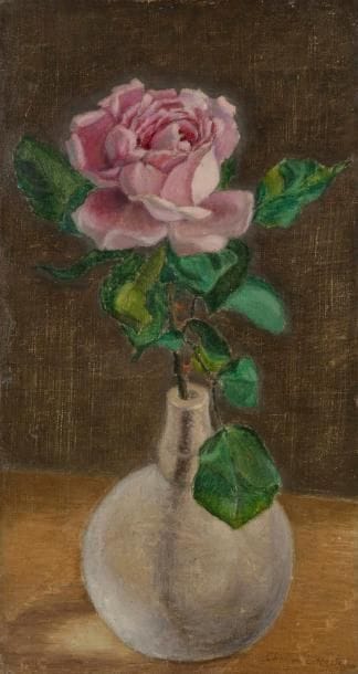 Charles LACOSTE (1870-1959)
Rose dans un vase
Huile sur toile.
Signée en bas à droite.
35 x 19 cm