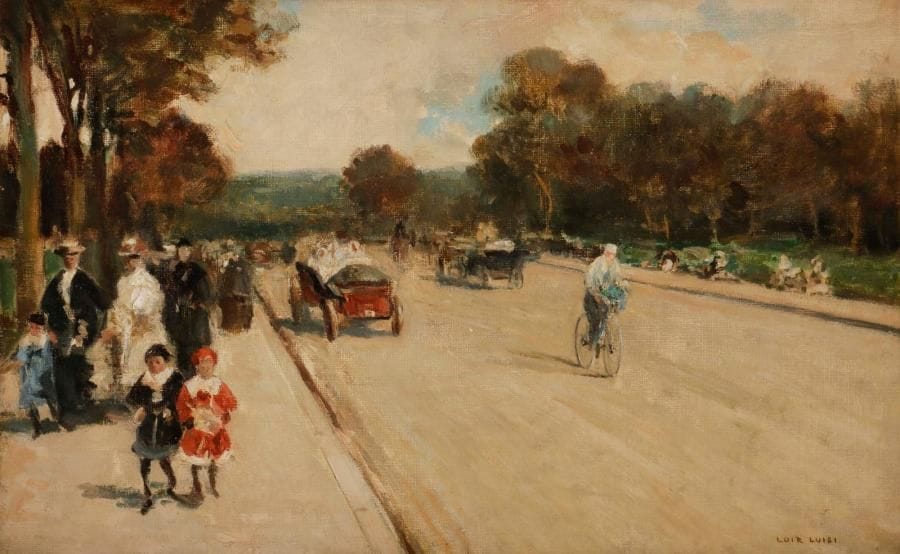 Luigi LOIR (1845-1916)
Avenue au bois de Boulogne
Huile sur toile.
Signée en bas à droite.
27 x 40 cm
