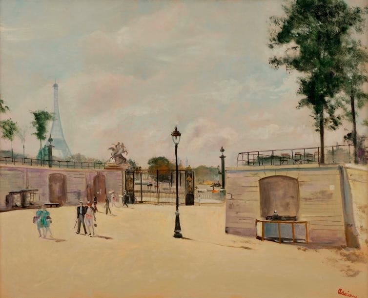 Lucien ADRION (1889-1953)
Paris, les Tuileries et la Tour Eiffel
Huile sur toile.
Signée en bas à droite.
54 x 65 cm