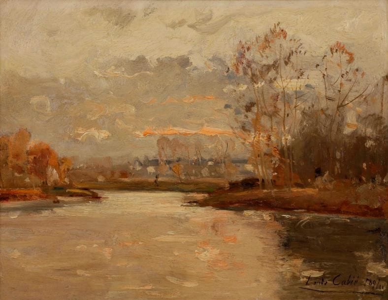 Louis CABIE (1853-1939)
Bord de rivière, 1894
Huile sur panneau.
Signée et datée en bas à droite.
26 x 35 cm