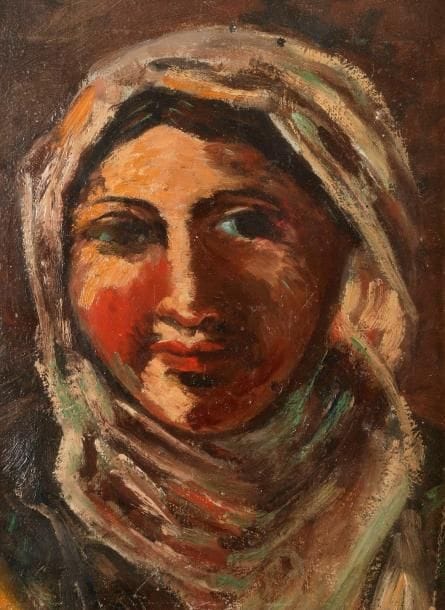 Maurice LOUTREUIL (1885-1925)
Femme de Tunis au foulard blanc
Huile sur carton.
Non signée.
37 x 27 cm