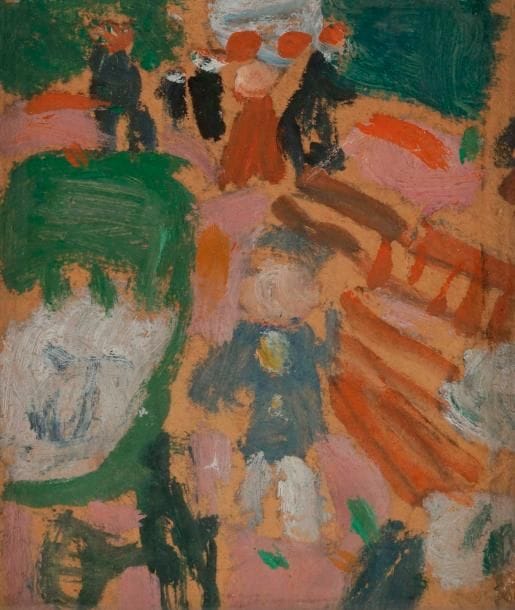 Jean Puni dit POUGNY (1892-1956)
Au Jardin public, enfant et sa voiture, 1942
Huile sur carton.
Porte le timbre de la signature en bas à droite.
12.5 x 10.5 cm

Provenance : 
- Vente Pougny, Maître Claude Robert, Palais Galliera, Paris, 1969, n°15, reproduit p. 25.
- Collection particulière, Bruxelles.

Bibliographie : 
Herman Berninger, Jean-Albert Cartier, Jean Pougny 1892-1956, Catalogue de l’œuvre, Tome 2 : Paris - Côte d’Azur, 1924-1956, Peintures, Tübingen, Éditions Ernst Wasmuth, 1992, référencé sous le numéro 595, numéro d’Archives: 694-645B, reproduit p. 162.