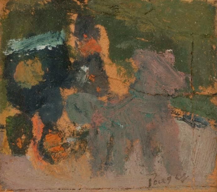 Jean Puni dit POUGNY (1892-1956)
Fiacre au cheval violet, 1946-1947
Huile sur carton.
Signée à la plume en bas à droite.
6 x 7 cm

Bibliographie : 
Herman Berninger, Jean-Albert Cartier, Jean Pougny 1892-1956, Catalogue de l’œuvre, Tome 2 : Paris - Côte d’Azur, 1924-1956, Peintures, Tübingen, Éditions Ernst Wasmuth, 1992, référencé sous le numéro 709, numéro d’Archives: 1037-546B, reproduit p. 186.