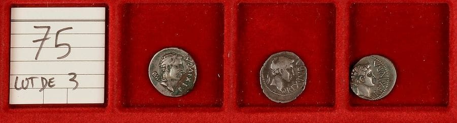 ROYAUME DE MAURETANIE. 
JUBA II (25 av JC-24 après JC). LOT de 3 deniers en argent. TB