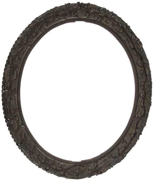 Cadre daté 1878
Cadre ovale en poirier noirci, à décor sculpté de pampres de vigne et d’une inscription d’initiales datées « FR 13 juin 1878 ». Minimes traces d’usage.
76 x 64,5 cm