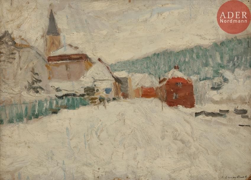 Alfred SWIEYKOWSKI (1869 - 1953)
Église de Vacheresse, Haute - Savoie
Huile sur carton.
Signée en bas à droite.
(Manque dans un angle).
29.5 x 41 cm
 Nous remercions l’Association des Amis d’Alfred Swieykowski pour l’identification du sujet.

Альфред СВЕЙКОВСКИЙ (1869-1953)
Église de Vacheresse, Haute-Savoie.
Картон, масло.
Подпись внизу справа.
Утрата в углу.
29.5 х 41 см
Благодарим Association des Amis d’Alfred Swieykowski (Ассоциация друзей Альфреда Свейковского) за определение сюжета.