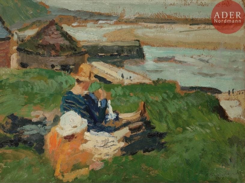 Alfred SWIEYKOWSKI (1869 - 1953)
Couple à Port - en - Bessin, Calvados
Huile sur panneau.
Signée en bas à droite.
37 x 48 cm
Nous remercions l’Association des Amis d’Alfred Swieykowski pour l’identification du sujet.

Альфред СВЕЙКОВСКИЙ (1869-1953)
Couple à Port-en-Bessin, Calvados.
Дерево, масло.
Подпись внизу справа.
37 х 48 см
Благодарим Association des Amis d’Alfred Swieykowski (Ассоциация друзей Альфреда Свейковского) за определение сюжета.
