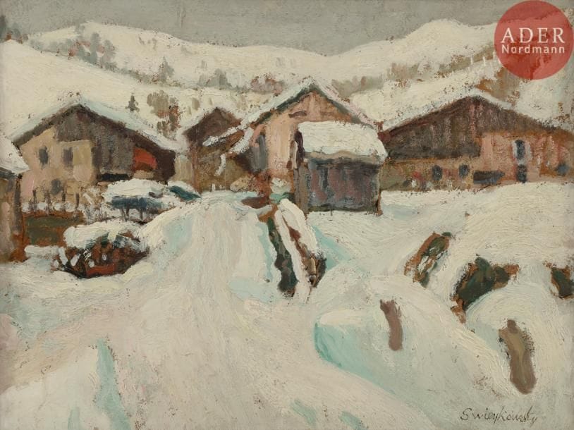 Alfred SWIEYKOWSKI (1869 - 1953)
Le Mont Bénand au hameau de Sonjon (commune de Bernex, Haute Savoie)
Huile sur carton.
Signée en bas à droite.
30 x 39 cm
 Nous remercions l’Association des Amis d’Alfred Swieykowski pour l’identification du sujet.

Альфред СВЕЙКОВСКИЙ (1869-1953)
Le Mont Bénand au hameau de Sonjon (commune de Bernex, Haute Savoie)
Картон, масло.
Подпись внизу справа.
30 х 39 см
Благодарим Association des Amis d’Alfred Swieykowski (Ассоциация друзей Альфреда Свейковского) за определение сюжета.