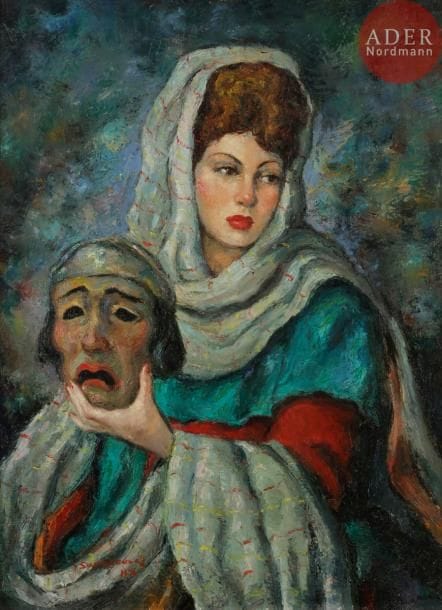 Anatola (Anatoli Sergueievitch) SOUNGOUROFF (1911 - 1982)
Femme au masque, 1946
Huile sur toile.
Signée et datée en bas à gauche.
81 x 60 cm

Анатолий Сергеевич (Тола) СУНГУРОВ (1911 - 1982)
Женщина с театральной маской. 1946
Холст, масло.
Подпись и дата внизу слева.
81 х 60 см