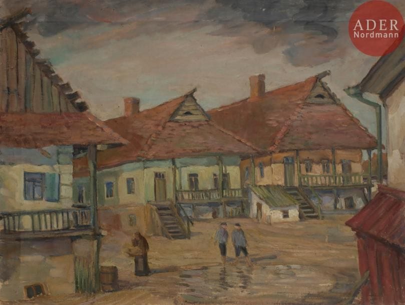 Matveï Ilitch DRAK (1887 - 1963)
Ghetto juif de Vinnytsia. 1948
Huile sur toile.
Au dos, titrée, datée et authentifiée en 1990 par son fils Arkady Matveevitch Drak.
59,5 x 79 cm

Матвей Ильич ДРАК (1887 - 1963)
Еврейское гетто в Виннице. 1948
Холст, масло.
На обороте название, дата и надпись 1990 года, сделанная сыном, Аркадием Матвеевичем, подтверждающая, что работа принадлежит кисти его отца.
59,5 х 79 см