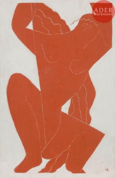 Henri LAURENS (1885-1954)
Femme accroupie
Tempera sur carton.
Monogrammée en bas à droite.
22.5 x 14.5 cm

Provenance : 
Collection Edmond Bomsel, Paris. Par descendance.