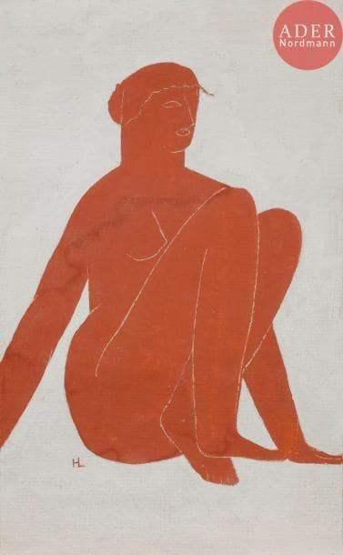 Henri LAURENS (1885-1954)
Femme nue assise
Tempera sur carton.
Monogrammée en bas à gauche.
(Pli, taches d’humidité).
27 x 16.5 cm

Provenance : 
Collection Edmond Bomsel, Paris. Par descendance.