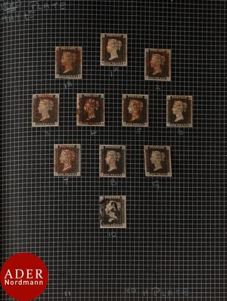 AUSTRALIE avant-guerre et années 50 et GRANDE BRETAGNE
Album contenant principalement oblitérés, dont une page de numéro 1 BLACK PENNY, premier timbre du monde, par 11 exemplaires très beaux, et quelques anciens, dont numéros 86 à 88. 