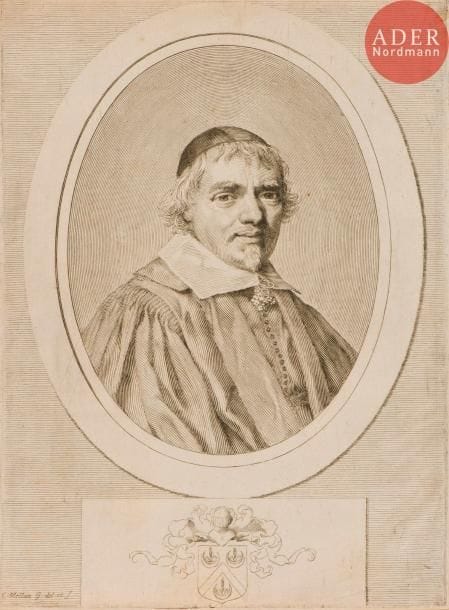 Claude Mellan (1598-1688)
Omer Talon. Burin. 200 x 271. Préaud 197. Belle épreuve du 2e état (sur 3), avant le texte gravé dans le cartel, rognée au coup de planche. Traces de plis. Ex-coll. G. Usslaub (Lugt 1221).